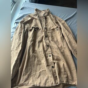 Male Tan Button-Up Shirt